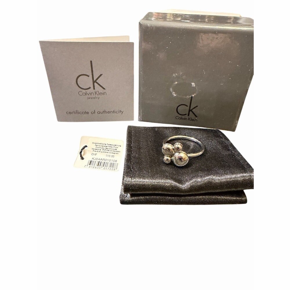 Calvin Klein Bubble Cluster Fidget Ring Sz 8 Stainless Steel w / Box Pouch COA